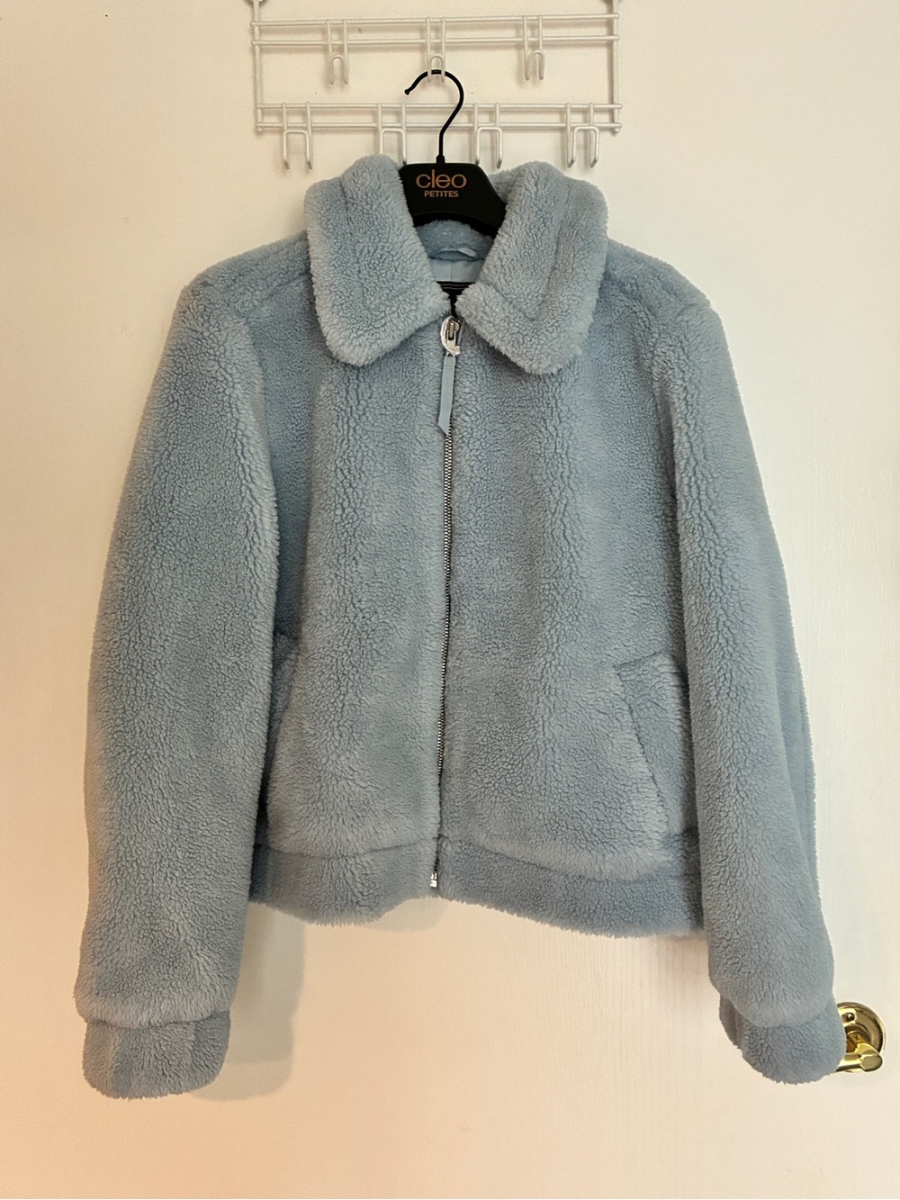 GAP Light Blue Faux Sherpa Zip-Up Jacket